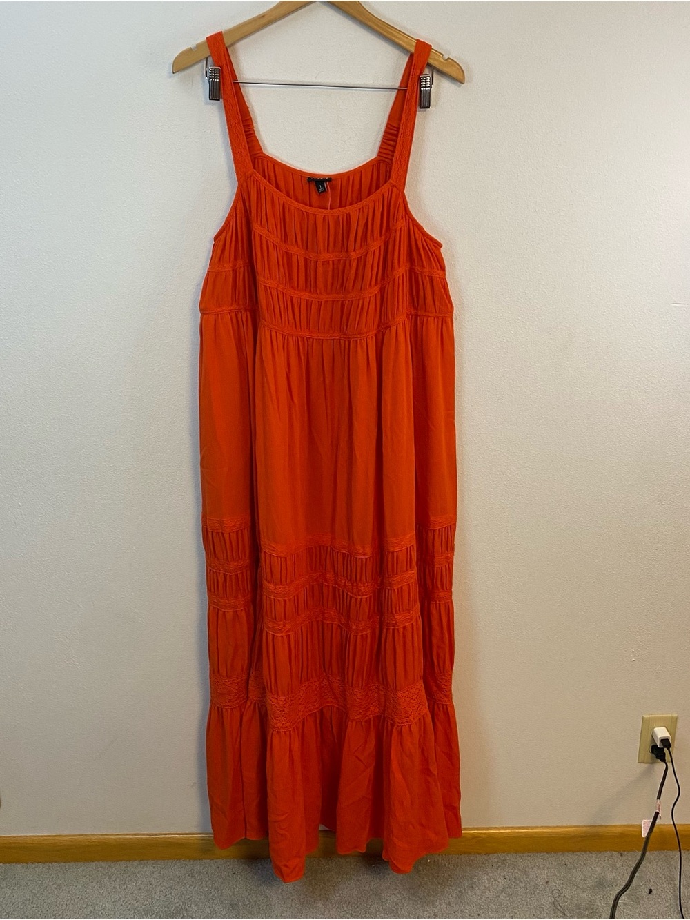 Torrid NWT Maxi Wash Gauze Square Neck Lace Inset Dress Fiesta Womens 1X
